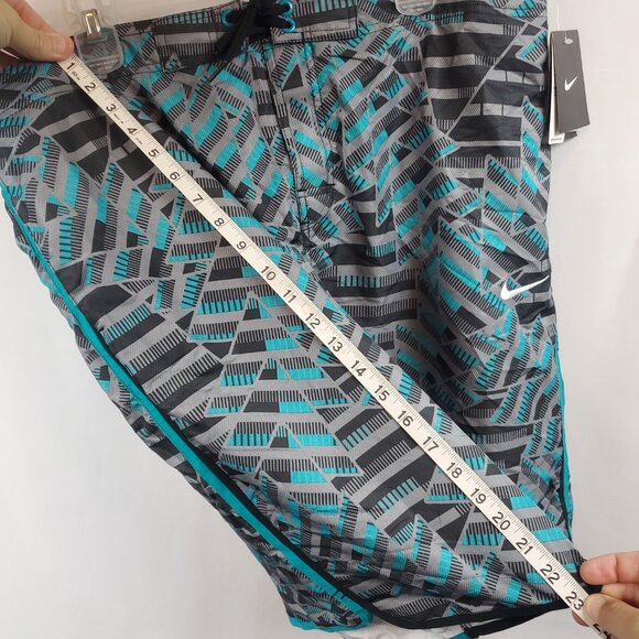 Nike Mens Blue Grey Geometric Print Logo NWT Sz XXL Swim Shorts - Picture 9 of 12